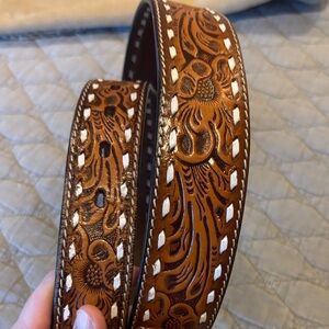 Brown Embossed Leather Belt